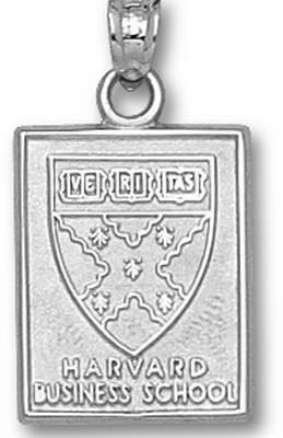 Harvard Crimson "Business School Square Shield" 5/8" Pendant - Sterling Silver Jewelry