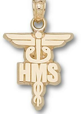 Harvard Medical School "HMS Caduceus" Pendant - 14KT Gold Jewelry