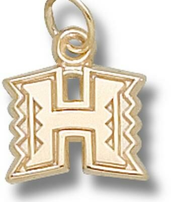 Hawaii Rainbow Warriors "H Logo" 3/8" Charm - 14KT Gold Jewelry