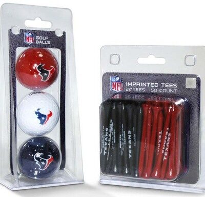 Houston Texans Golf Tees and Golf Balls Pack (50 Tees / 3 Balls)