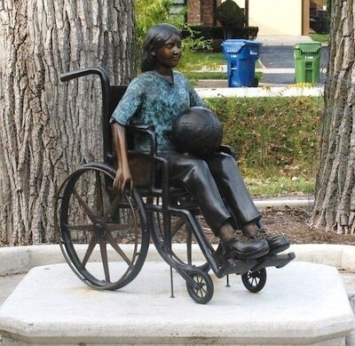 "I Can Do It (Girl in Wheelchair) Special Needs Collection" Limited Edition Bronze Garden Statue - Approx. 30" High