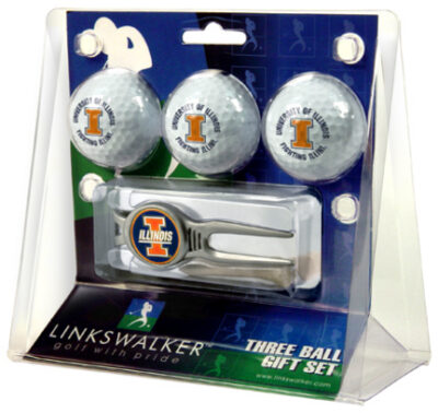 Illinois Fighting Illini 3 Ball Golf Gift Pack with Kool Tool