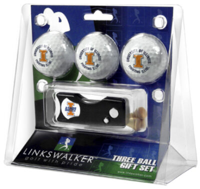 Illinois Fighting Illini 3 Golf Ball Gift Pack with Spring Action Tool