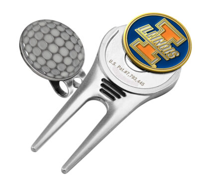 Illinois Fighting Illini Divot Tool Hat Clip with Golf Ball Marker (Set of 2)