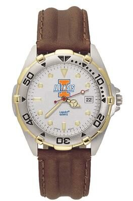 Illinois Fighting Illini "I with Illinois" All Star Watch with Leather Band - Men's