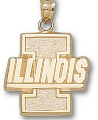 Illinois Fighting Illini New Block "Illinois I" Pendant - 14KT Gold Jewelry