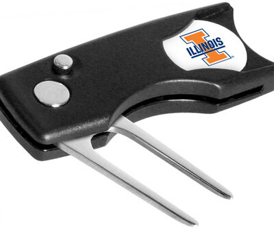 Illinois Fighting Illini Spring Action Divot Tool with Golf Ball Marker (Set of 2)