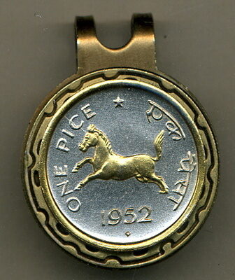 India 1 Pice "Horse" Two Tone Coin Golf Ball Marker