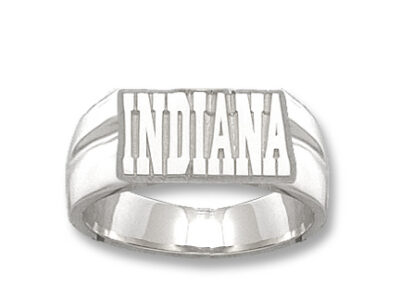 Indiana Hoosiers "Indiana" 3/8" Men's Ring Size 11 - Sterling Silver Jewelry