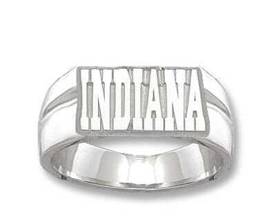 Indiana Hoosiers "Indiana" 3/8" Men's Ring Size 11 - Sterling Silver Jewelry