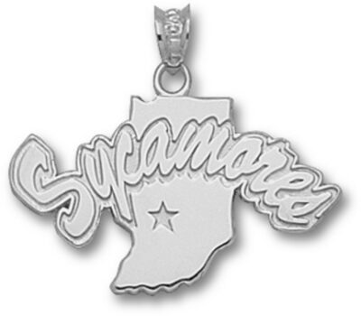 Indiana State Sycamores "Sycamores with Indiana Map" Pendant - Sterling Silver Jewelry