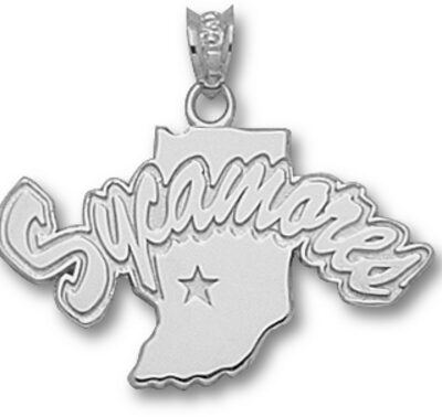 Indiana State Sycamores "Sycamores with Indiana Map" Pendant - Sterling Silver Jewelry