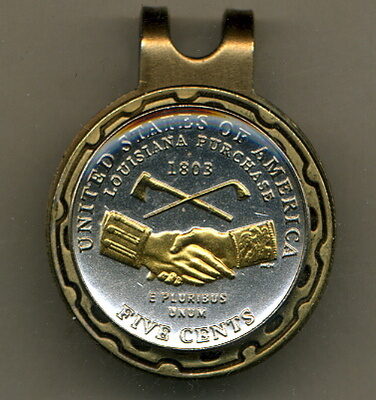 Jefferson Nickel "Peace Medal" 2004 Two Tone Coin Golf Ball Marker