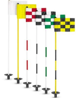 Jr. Flagstick Practice Green Marker / Checkered Flag Sets (Black/White) - Set of 9