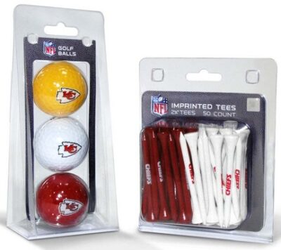 Kansas City Chiefs Golf Tees and Golf Balls Pack (50 Tees / 3 Balls)