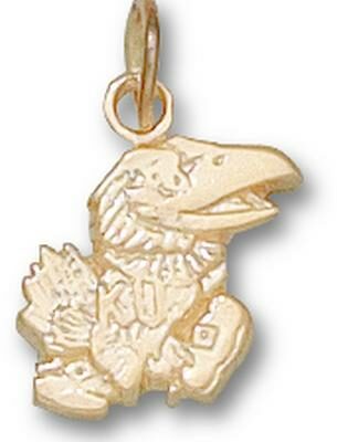 Kansas Jayhawks 3-D "Jayhawk" 7/16" Charm - 10KT Gold Jewelry