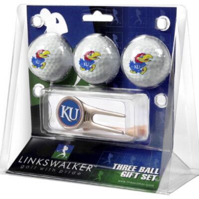 Kansas Jayhawks 3 Golf Ball Gift Pack with Cap Tool