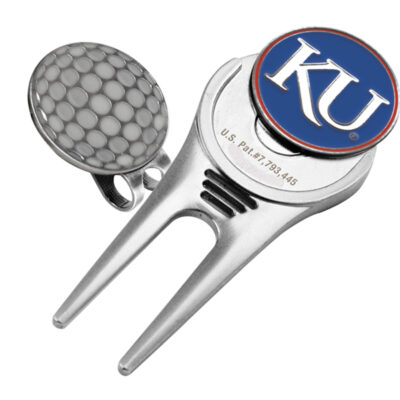 Kansas Jayhawks Divot Tool Hat Clip with Golf Ball Marker (Set of 2)