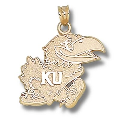 Kansas Jayhawks "Jayhawk" 3/4" Pendant - 14KT Gold Jewelry