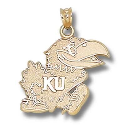 Kansas Jayhawks "Jayhawk" 3/4" Pendant - 14KT Gold Jewelry