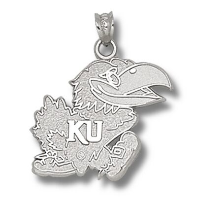 Kansas Jayhawks "Jayhawk" 3/4" Pendant - Sterling Silver Jewelry