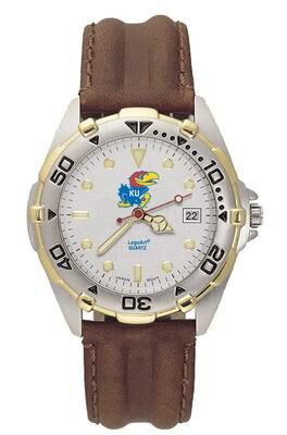 Kansas Jayhawks "Jayhawk" All Star Watch with Leather Band - Men's