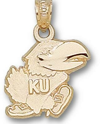 Kansas Jayhawks Modeled "Jayhawk" 1/2" Pendant - 10KT Gold Jewelry