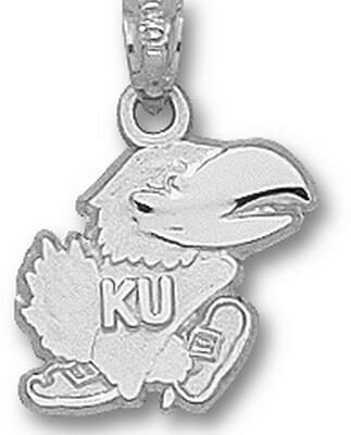 Kansas Jayhawks Modeled "Jayhawk" 1/2" Pendant - Sterling Silver Jewelry