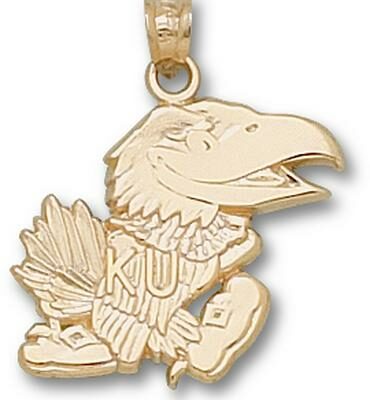 Kansas Jayhawks Modeled "Jayhawk" 3/4" Pendant - 14KT Gold Jewelry