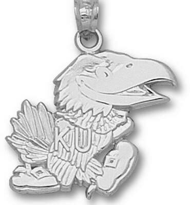 Kansas Jayhawks Modeled "Jayhawk" 3/4" Pendant - Sterling Silver Jewelry