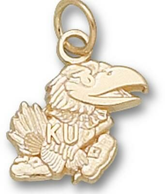 Kansas Jayhawks Molded "Jayhawk" 7/16" Charm - 10KT Gold Jewelry