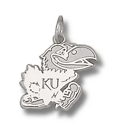 Kansas Jayhawks Polished "Jayhawk" 1/2" Charm - Sterling Silver Jewelry