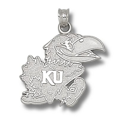 Kansas Jayhawks Polished "Jayhawk" 3/4" Pendant - Sterling Silver Jewelry