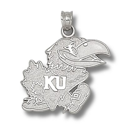 Kansas Jayhawks Polished "Jayhawk" 3/4" Pendant - Sterling Silver Jewelry