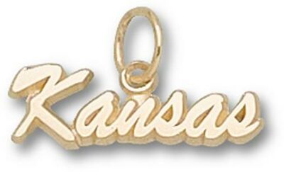 Kansas Jayhawks Script "Kansas" Charm - 14KT Gold Jewelry