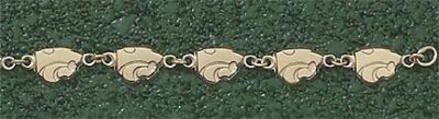 Kansas State Wildcats 1/4" "Powercat" 7.25" Bracelet - 10KT Gold Jewelry