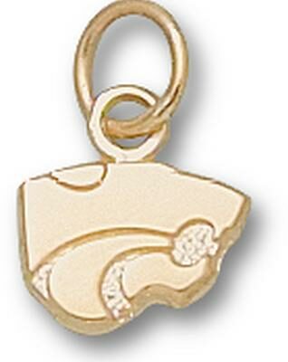 Kansas State Wildcats "Power Cat" 1/4" Charm - 14KT Gold Jewelry