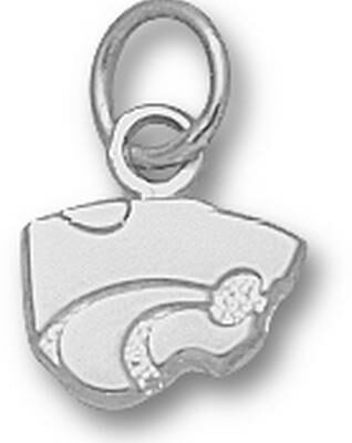 Kansas State Wildcats "Power Cat" 1/4" Charm - Sterling Silver Jewelry