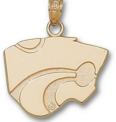 Kansas State Wildcats "Power Cat" 5/8" Pendant - 14KT Gold Jewelry