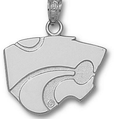 Kansas State Wildcats "Power Cat" 5/8" Pendant - Sterling Silver Jewelry