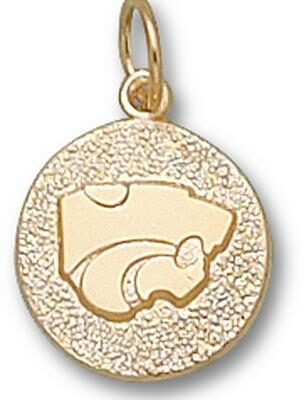 Kansas State Wildcats "Power Cat" Disk Charm - 10KT Gold Jewelry