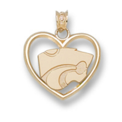 Kansas State Wildcats "Powercat" 3/8" Heart Pendant - 10KT Gold Jewelry