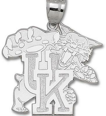 Kentucky Wildcats Giant 1 5/8" W x 1 5/8" H "Wildcat" 1 5/8" Pendant - Sterling Silver Jewelry