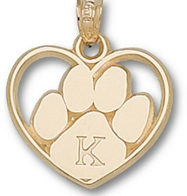 Kentucky Wildcats "Heart with Paw and K" Pendant - 10KT Gold Jewelry