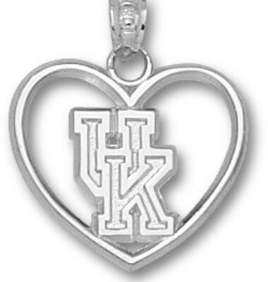 Kentucky Wildcats "UK" Heart Pendant - Sterling Silver Jewelry