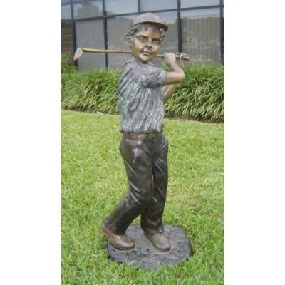 "Little Jack Golfing" Bronze Garden Statue - Approx. 49" High