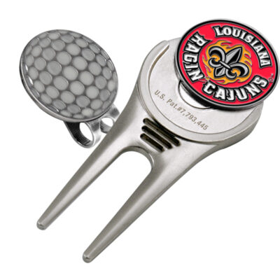 Louisiana (Lafayette) Ragin' Cajuns Divot Tool Hat Clip with Golf Ball Marker (Set of 2)