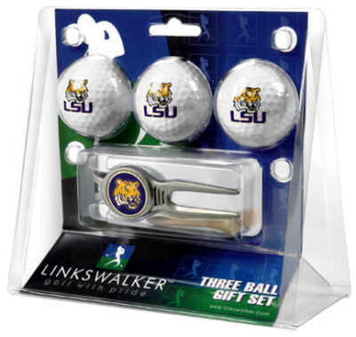 Louisiana State (LSU) Tigers 3 Ball Golf Gift Pack with Kool Tool