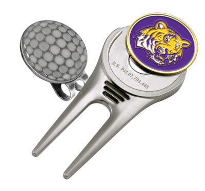 Louisiana State (LSU) Tigers Divot Tool Hat Clip with Golf Ball Marker (Set of 2)