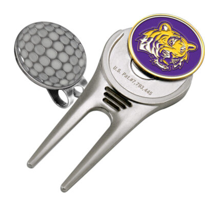 Louisiana State (LSU) Tigers Divot Tool Hat Clip with Golf Ball Marker (Set of 2)